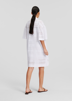 SSLV EMBROIDERY SHIRT DRESS WHITE