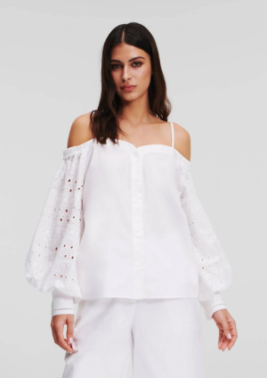 OFF SHOULDER EMBROIDERY TOP WHITE