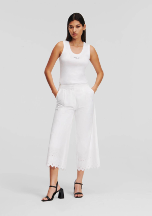 EMBROIDERED PANTS WHITE