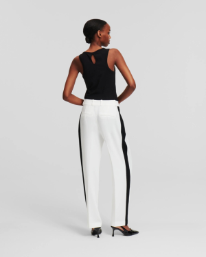 CONTRAST PANEL TAILORED PANTS 101101/WHITE-BL