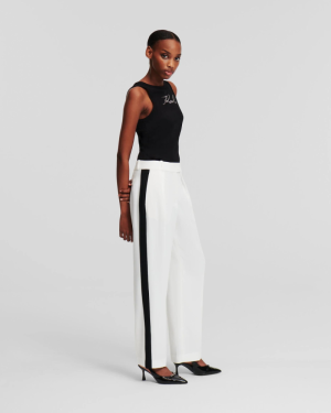 CONTRAST PANEL TAILORED PANTS 101101/WHITE-BL