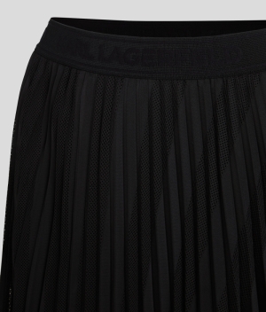 DIAGONAL MESH PLEATED SKIRT 999999/BLACK