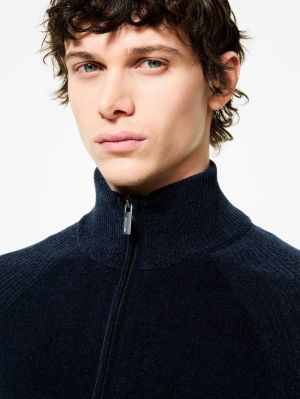 VELVET FULL ZIP KNIT 60 BLUE BLACK 