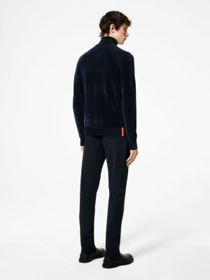 VELVET FULL ZIP KNIT 60 BLUE BLACK 