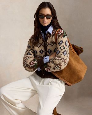 SWEATER-CARDIGAN OATMEAL/BROWN M